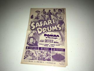 Safari Drums Movie Pressbook 1953 Johnny Sheffield As Bomba Jungle Boy Adventure
