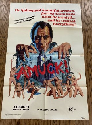 Ultra Rare Cult Cheesecake Slasher Amuck Movie Poster