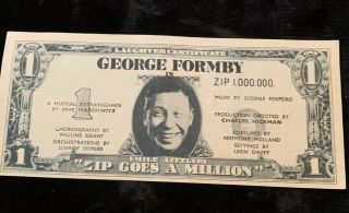 George Formby Zip Goes A Million Laughter Certificate 1950 