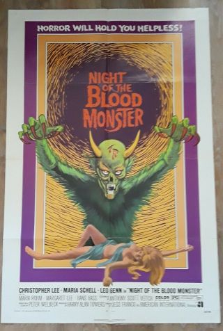 Night Of The Blood Monster 1972 U.  S.  One - Sheet Poster