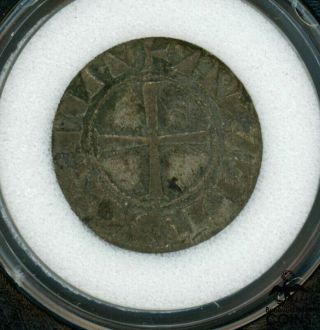 1163 - 1201 Crusader States Antioch Bohemund Iii Silver Ar Denier Coin