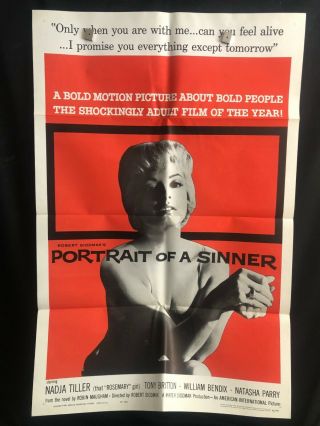 Portrait Of A Sinner 1961 One Sheet Movie Poster Sexploitation Nadja Tiller Sexy