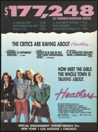 Heathers_original 1989 Trade Ad Promo / Poster_winona Ryder_shannen Doherty