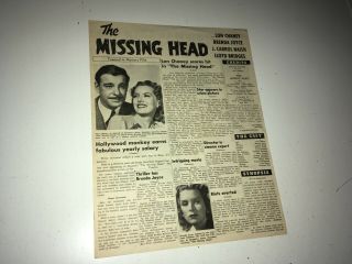 Missing Head Orig Movie Pressbook Lon Chaney Horror Mystery Inner Sanctum R53