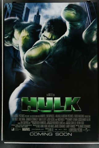 Hulk 27x40 1sh Rare Ds Movie Poster Intern.  Ver.  2003 Ang Lee Eric Bana