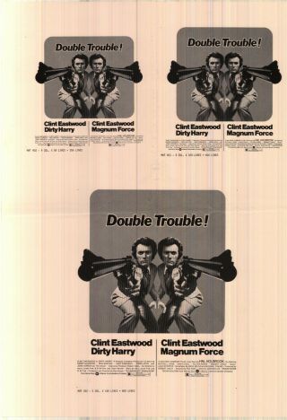 Movie Poster Double Trouble Clint Eastwood Dirty Harry Magnum Force 1973 Promo
