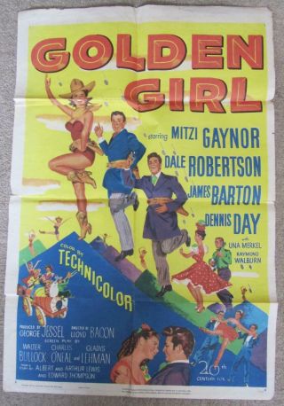 1951 Golden Girl One - Sheet Movie Poster 27 " X 41 " Mitzi Gaynor Rare