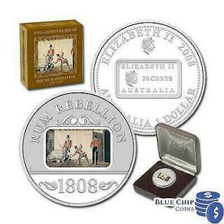 Australia 2008 1$ Anniversary Of The Rum Rebellion 1 Oz Silver Proof Coin