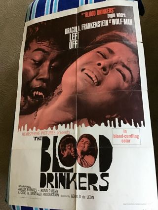 Vint Movie Poster Orig Theater Blood Drinkers Dracula Frankenstein Wolfman 1966