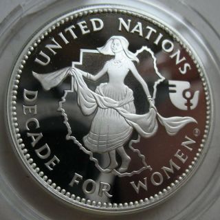 Sudan 5 Pounds 1984 Sliver Proof Coin Decade For Women Dancing Female Within Map