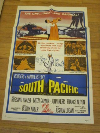 South Pacific 1964 Re Release Poster Musical Rossano Brazzi Mitzi Gaynor