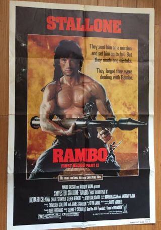 First Blood 1982 One Sheet 27 X 41 Movie Poster Vntg Folded Rambo