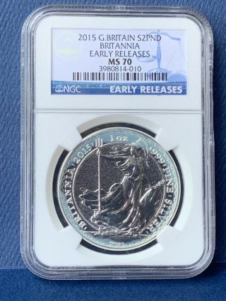 2015 G.  Britain 2 Pound,  Textured Fields,  Early Releases,  Ngc Ms 70
