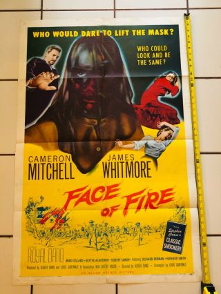 Face Of Fire 1959 Orig Movie Poster Horror Cameron Mitchell 27” X 41” Folded