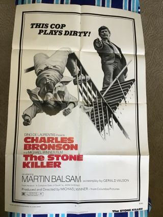 Vint Movie Poster Orig Theater The Stone Killer Charles Bronson 1973 Dirty Cop
