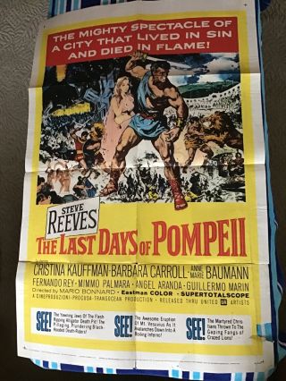 Vintage Movie Poster The Last Days Of Pompeii 1960 Art Steve Reeves