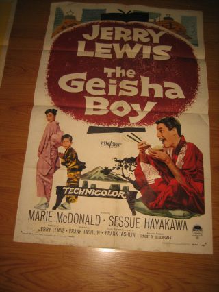 The Geisha Boy 1sh Movie Poster 1958 Screwy Jerry Lewis Visits Japan,
