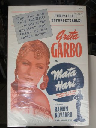 Mata Hari: Greta Garbo,  1931,  Re - Release (r63),  Item 250