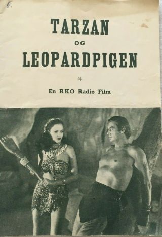 Tarzan And The Leopard Woman Johnny Weissmuller 1961 Vtg Danish Movie Program