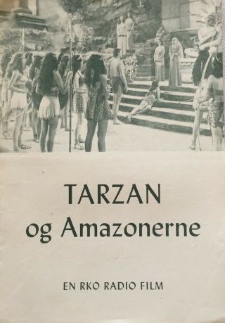 Tarzan And The Amazons Johnny Weissmuller Brenda Joyce 1945 Danish Movie Program