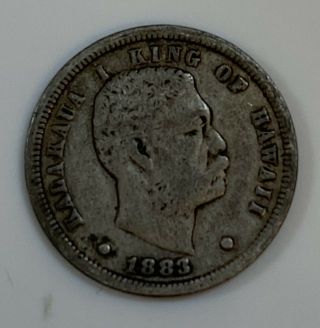 1883 Kingdom Of Hawaii Silver (10c) Dime With Fine Details