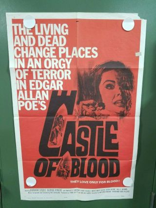 1964 Castle Of Blood One Sheet Poster 27x41 Barbara Steele George Riviere Horror