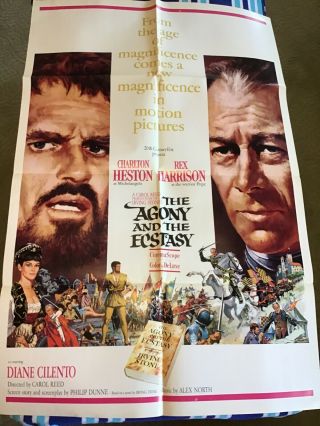 Vintage Movie Poster Theater Agony And The Ecstasy Heston Harrison