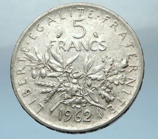 1962 FRANCE French LARGE Silver 5 Francs Coin w La Semeuse SOWER WOMAN i68213 2