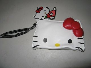 Hello Kitty Cluth Sanrio Kitty Long Face Wristlet Wallet Bag With Red Bow