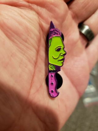 Halloween Michael Myers Horror Enamel Pin Knife Limited To 20 Neon Color Castle