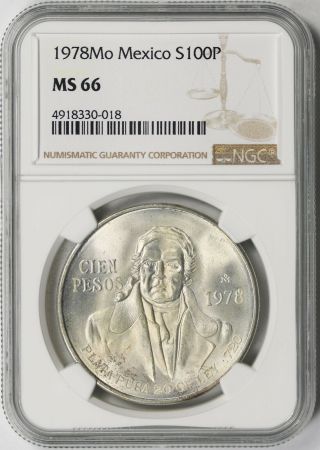 1978 Mo Mexico Silver 100 Pesos S100p Ms 66 Ngc
