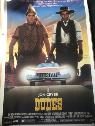 1987 Vintage Movie Poster Johy Cryer " Dudes " 26x38 "