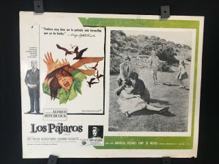 1963 The Birds Alfred Hitchcock Authentic Mexican Art Lobby Card 16 " X12 "