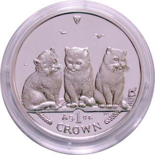 2006 Isle Of Man 1 - Oz Proof Silver Crown - Exotic Cats -