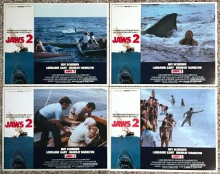 Jaws 2 Lobby Cards,  Full Set Of 4,  11x14 Roy Scheider