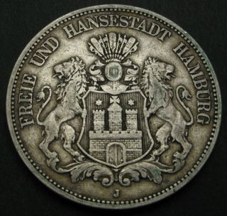 Hamburg (german City) 5 Mark 1876 J - Silver - Vf - 1574