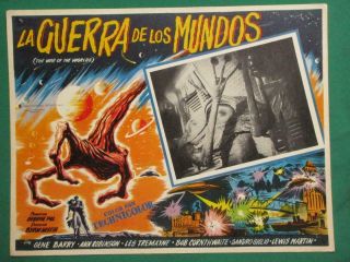 The War Of The Worlds Sci - Fi Monster Flying Saucer Spanish Mexican Lobby Card