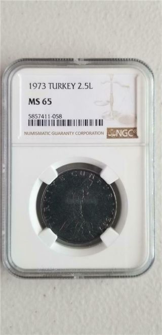 Turkey 2.  5 Lira 1973 Ngc Ms 65