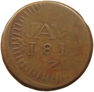 Netherlands East Indies 1/2 Stuiver 1814 Java Off - Center T41 145