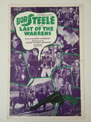 Bob Steele " Last Of The Warrens " 1936 Pressbook