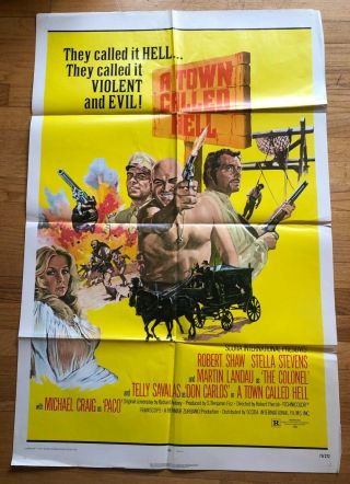 A Town Called Hell (1971) 1 Sheet Movie Poster 27x41 Vtg Spaghetti Western