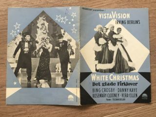 White Christmas Bing Crosby,  Danny Kaye Vintage 1954 Danish Movie Program