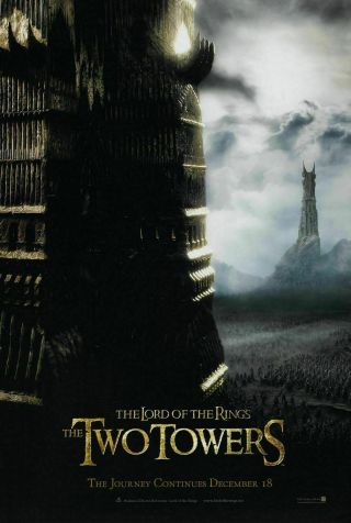 Lord Of The Rings Two Towers Movie Poster Double - Sided Advance 27x40