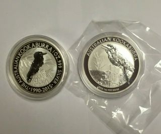Two Coins 2015/2016 1 Oz Silver Australian Kookaburras Bu In Cap Perth