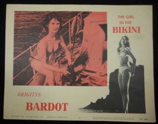 Brigitte Bardot The Girl In The Bikini 1958 Lobby Card 6 Fine Sexy Bad Girl