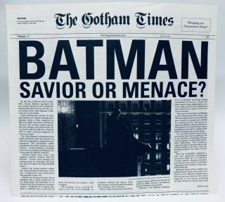 Batman The Dark Knight Gotham Times Vol 3 Newspaper Promo Joker Two Face