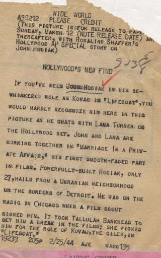 Lana Turner 1944 Marriage Is A Private Affair 7x9 John Hodiak On Set Candid 2