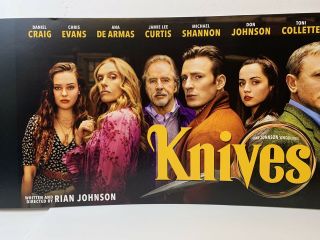 Knives Out Movie DVD Blu - ray Store Display Shelf Sign Chris Evans Daniel Craig 3