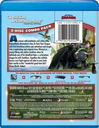 How to Train Your Dragon (Blu - ray/DVD,  2011,  2 - Disc Set,  3D) 2