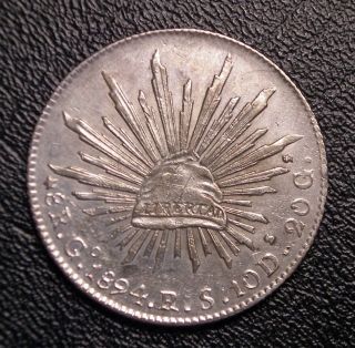 1894 Gors Guanajuato Mexico 8 Reales Silver Dollar Coin Km - 377.  8